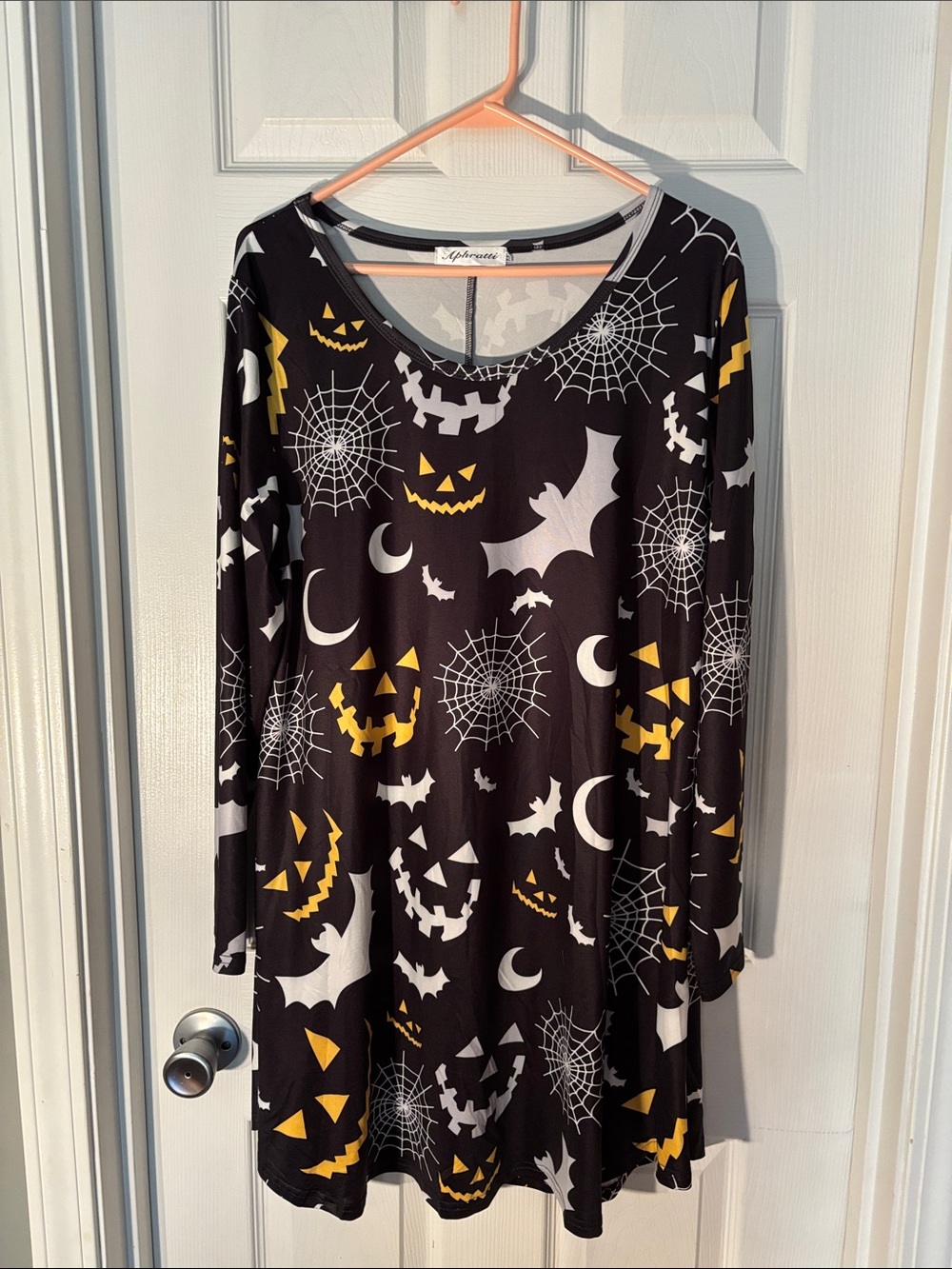 Women's Halloween Dress - Black with Yellow & White Print